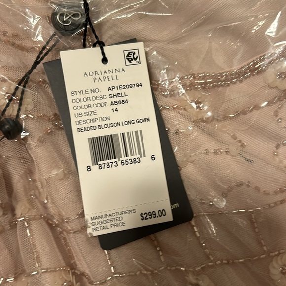 NWT! ADRIANNA PAPELL Shell Beaded Blouson Long Gown. Size 14 - Picture 5 of 6